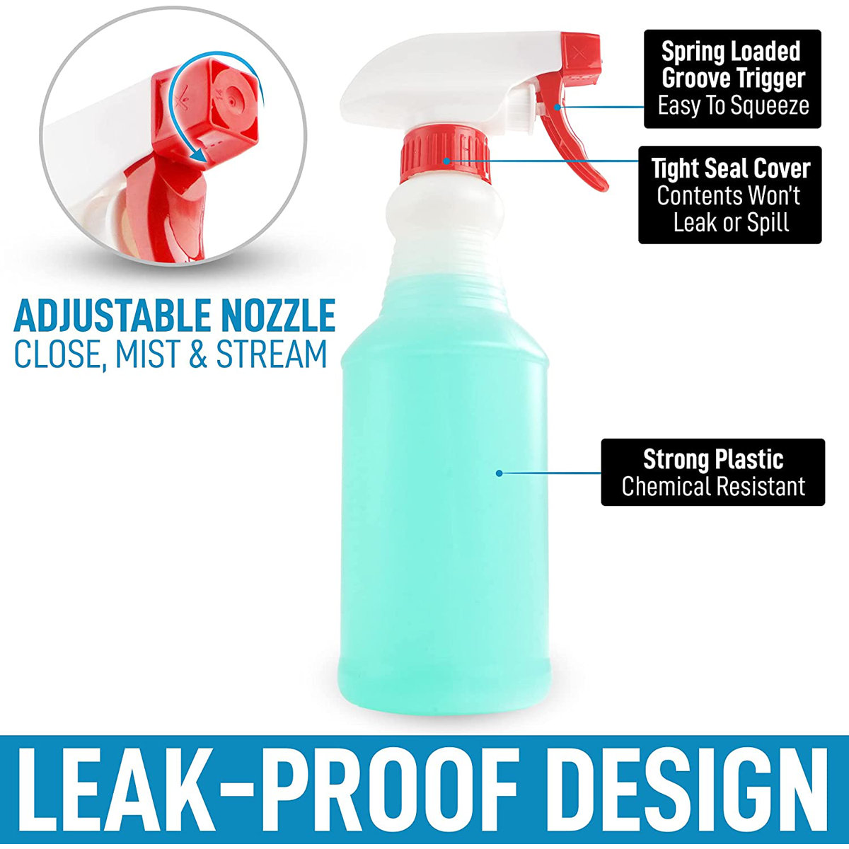 Zulay Home Spray Bottle 16oz 4-Piece